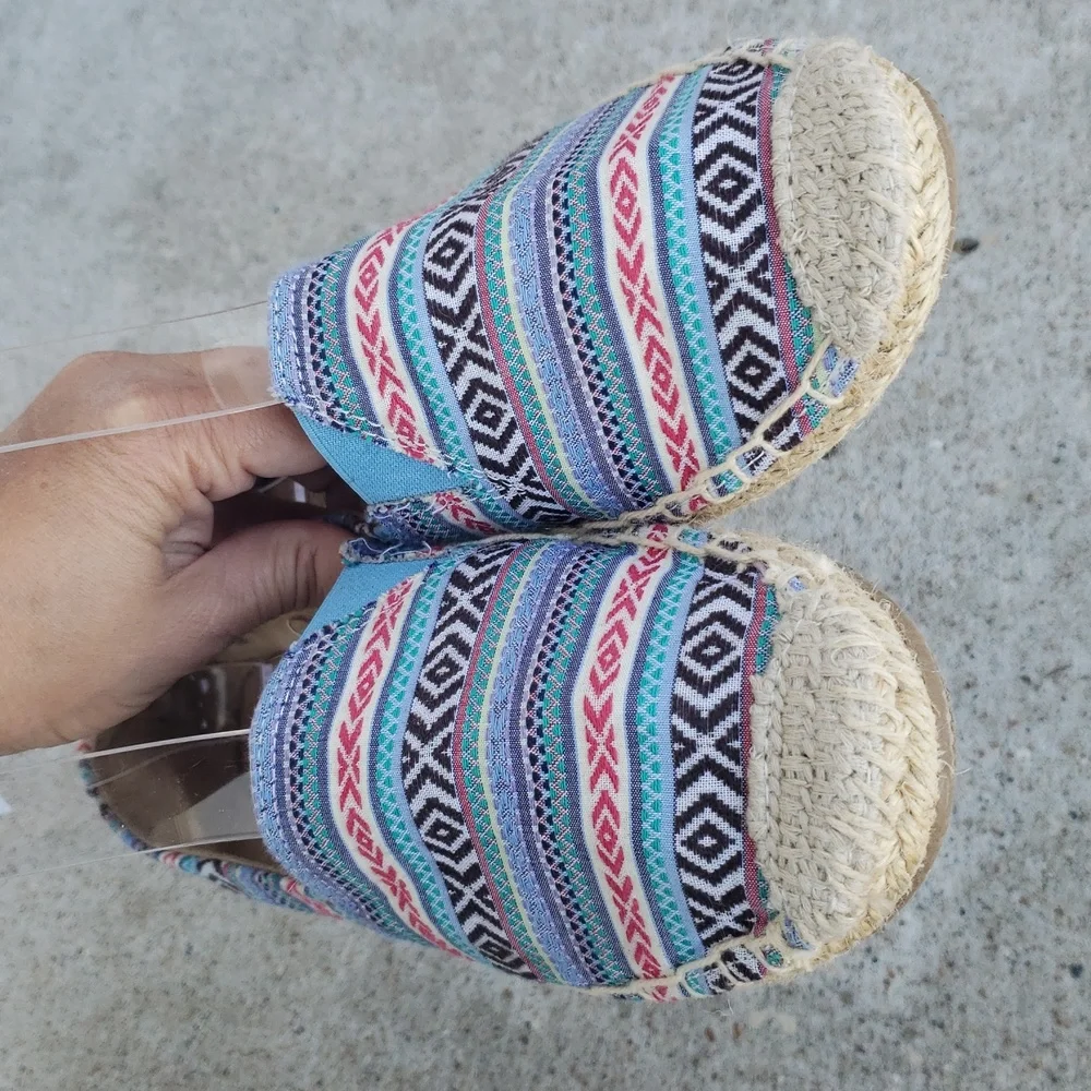 Minnetonka Pam Espadrille Slip On Loafers Size 6 Blue Arizona Handcrafted Boho
